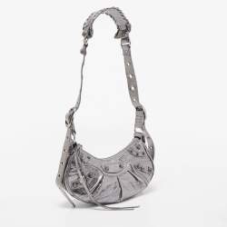 مملوكة مس بقًا Balenciaga Silver Leather XS Le Cagole Shoulder Bag