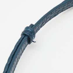 Pre Owned Balenciaga Teal Croc Embossed Leather XS Hourglass Top Handle Bag