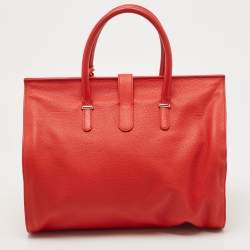 مملوكة مسبقًا Balenciaga Red Leather Tube Clasp Satchel