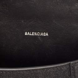 Pre Owned Balenciaga Black Glitter Leather XS Hourglass Top Handle Bag