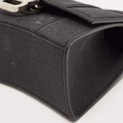 Pre Owned Balenciaga Black Glitter Leather XS Hourglass Top Handle Bag