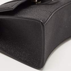 Pre Owned Balenciaga Black Glitter Leather XS Hourglass Top Handle Bag