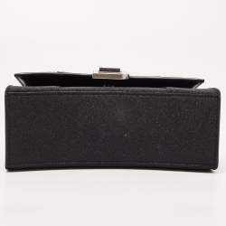 Pre Owned Balenciaga Black Glitter Leather XS Hourglass Top Handle Bag