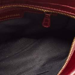 Pre Owned Balenciaga Dark Red Croc Embossed Leather XS Neo Cagole Bag