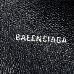Pre Owned Balenciaga Black Croc Embossed Leather Flat Wristlet Pouch
