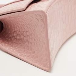 Balenciaga Light Pink Croc Embossed Leather Small Hourglass Top Handle Bag