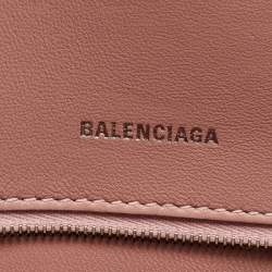 Balenciaga Light Pink Croc Embossed Leather Small Hourglass Top Handle Bag