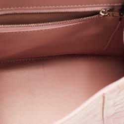 Balenciaga Light Pink Croc Embossed Leather Small Hourglass Top Handle Bag