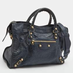 Pre Owned Balenciaga Dark Blue Leather RGH City Tote