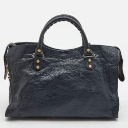 Pre Owned Balenciaga Dark Blue Leather RGH City Tote