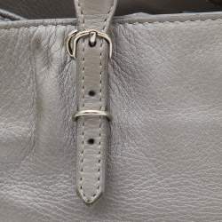 Pre Owned Balenciaga Grey Leather Mini Papier A4 Magnet Tote