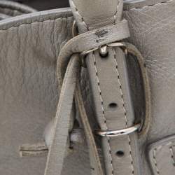 Pre Owned Balenciaga Grey Leather Mini Papier A4 Magnet Tote