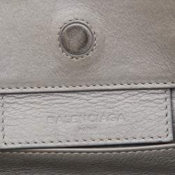 Pre Owned Balenciaga Grey Leather Mini Papier A4 Magnet Tote