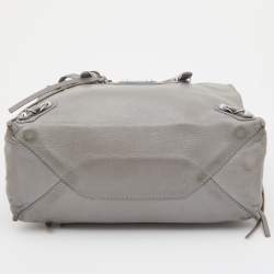 Pre Owned Balenciaga Grey Leather Mini Papier A4 Magnet Tote
