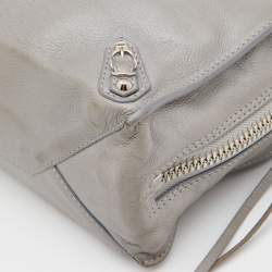 Pre Owned Balenciaga Grey Leather Mini Papier A4 Magnet Tote