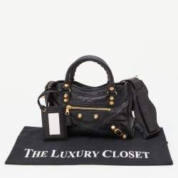 Pre Owned Balenciaga Black Leather Mini RH City Bag