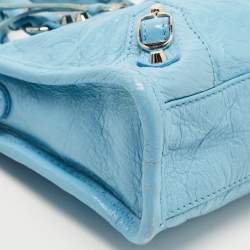 Pre Owned Balenciaga Blue Leather Nano Classic City Tote