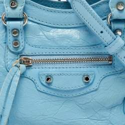 Pre Owned Balenciaga Blue Leather Nano Classic City Tote