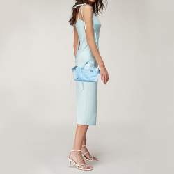 Pre Owned Balenciaga Blue Leather Nano Classic City Tote