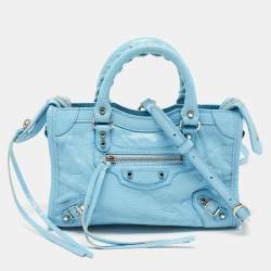 Pre Owned Balenciaga Blue Leather Nano Classic City Tote