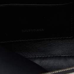 Pre Owned Balenciaga Silver Glitter Triangle Zip Clutch