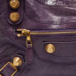 Pre Owned Balenciaga Purple Leather GGH City Bag