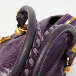Pre Owned Balenciaga Purple Leather GGH City Bag