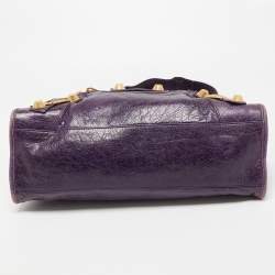 Pre Owned Balenciaga Purple Leather GGH City Bag