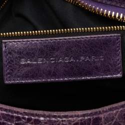 Pre Owned Balenciaga Purple Leather GGH City Bag