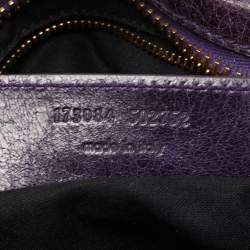 Pre Owned Balenciaga Purple Leather GGH City Bag