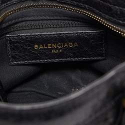 Pre Owned Balenciaga Black Perforated Leather Mini City Bag