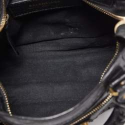 Pre Owned Balenciaga Black Perforated Leather Mini City Bag