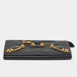 مملوكة مسبقًا  Balenciaga Black Leather City Flap Continental Wallet