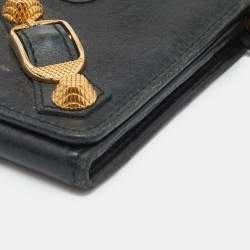 مملوكة مسبقًا  Balenciaga Black Leather City Flap Continental Wallet