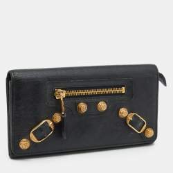 مملوكة مسبقًا  Balenciaga Black Leather City Flap Continental Wallet