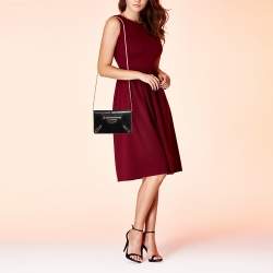 Pre Owned Balenciaga Black Python Amp Plate Chain Clutch