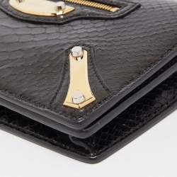 Pre Owned Balenciaga Black Python Amp Plate Chain Clutch