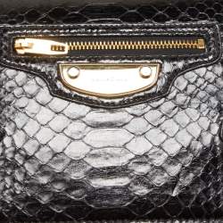 Pre Owned Balenciaga Black Python Amp Plate Chain Clutch