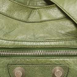 مملوكة مسبقًا Balenciaga Olive Green Leather GSH Classic City Bag
