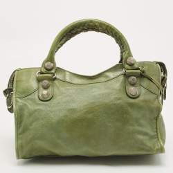 مملوكة مسبقًا Balenciaga Olive Green Leather GSH Classic City Bag