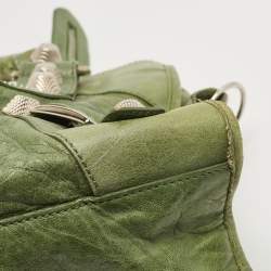 مملوكة مسبقًا Balenciaga Olive Green Leather GSH Classic City Bag