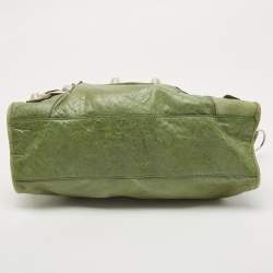مملوكة مسبقًا Balenciaga Olive Green Leather GSH Classic City Bag