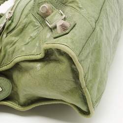 مملوكة مسبقًا Balenciaga Olive Green Leather GSH Classic City Bag