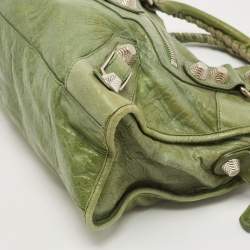 مملوكة مسبقًا Balenciaga Olive Green Leather GSH Classic City Bag