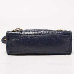 Pre Owned Balenciaga Nay Blue Leather Mini Metallic Edge City Bag