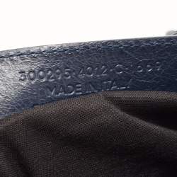 Pre Owned Balenciaga Nay Blue Leather Mini Metallic Edge City Bag