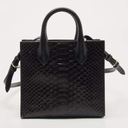 Pre Owned Balenciaga Black Python and Leather Mini Maillon All Afternoon Tote