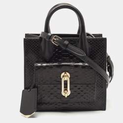 Pre Owned Balenciaga Black Python and Leather Mini Maillon All Afternoon Tote