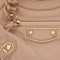 Pre Owned Balenciaga Rose Aubepine Leather Mini Metallic Edge City Bag