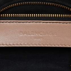 Pre Owned Balenciaga Rose Aubepine Leather Mini Metallic Edge City Bag
